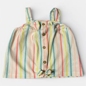 ISAAC MIZRAHI Girls Candy Colorful Sleeveless Striped Button Tank Top Size XS 4